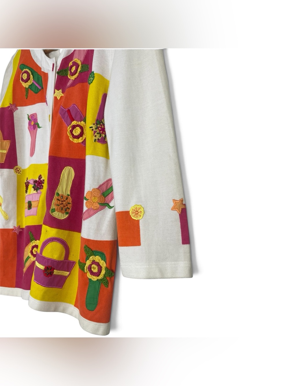 Vintage Michael Simon Garden Patchwork Cardigan Flower Hat Purse Shoe Star Retro - Picture 4 of 9